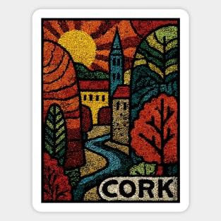Historic Cork City Linocut Print | Ireland's River Lee & Shandon Bells Magnet